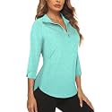 Cucuchy Style Womens Golf Shirt 3/4 Sleeve Quarter Zip Workout Tennis Tops Quick Dry UPF 50+ Shirts