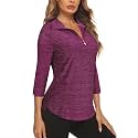 Cucuchy Style Womens Golf Shirt 3/4 Sleeve Quarter Zip Workout Tennis Tops Quick Dry UPF 50+ Shirts