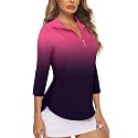 Cucuchy Style Womens Golf Shirt 3/4 Sleeve Quarter Zip Workout Tennis Tops Quick Dry UPF 50+ Shirts