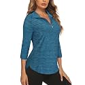 Cucuchy Style Womens Golf Shirt 3/4 Sleeve Quarter Zip Workout Tennis Tops Quick Dry UPF 50+ Shirts