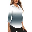 Cucuchy Style Womens Golf Shirt 3/4 Sleeve Quarter Zip Workout Tennis Tops Quick Dry UPF 50+ Shirts