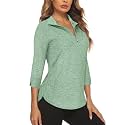 Cucuchy Style Womens Golf Shirt 3/4 Sleeve Quarter Zip Workout Tennis Tops Quick Dry UPF 50+ Shirts