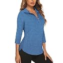 Cucuchy Style Womens Golf Shirt 3/4 Sleeve Quarter Zip Workout Tennis Tops Quick Dry UPF 50+ Shirts