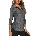 Cucuchy Style Womens Golf Shirt 3/4 Sleeve Quarter Zip Workout Tennis Tops Quick Dry UPF 50+ Shirts