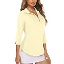Cucuchy Style Womens Golf Shirt 3/4 Sleeve Quarter Zip Workout Tennis Tops Quick Dry UPF 50+ Shirts