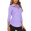 Cucuchy Style Womens Golf Shirt 3/4 Sleeve Quarter Zip Workout Tennis Tops Quick Dry UPF 50+ Shirts