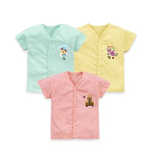 cucumber baby boys amp baby girls casual vest multicolor pack of 3 0-3 months peach-sky blue-yellow