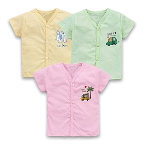 cucumber baby boys amp baby girls casual vest multicolor pack of 3 0-3 months pink-green-lemon