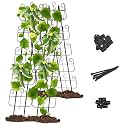 Cucumber Trellis for Raised Bed, Metal Rustproof A-Frame Garden Trellis, Outdoor Heavy Duty Climbing Plants Support for Cucumber, Vegetables, Vine, Expandable Height &amp; Width