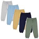 Cudlie 5-Pack Baby/Toddler Boys Jogger Pants - Lightweight Tapered Sweatpants - Lounge Jogger for Boys