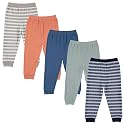 Cudlie 5-Pack Baby/Toddler Boys Jogger Pants - Lightweight Tapered Sweatpants - Lounge Jogger for Boys