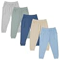 Cudlie 5-Pack Baby/Toddler Boys Jogger Pants - Lightweight Tapered Sweatpants - Lounge Jogger for Boys