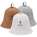 Cuffbow 3 Pack Sauna Hat with Hanging Loop Polished Wool Hat for Infrared Traditional Box Sauna Protects from Overheating Hair Damage Bath House Accessories