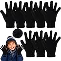 Cuffbow 4 Pairs Wool Liner Gloves Winter Cold Weather for Youth