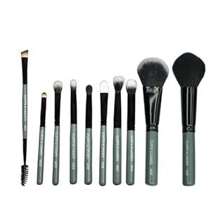 cuffs n lashes makeup brush set of 10 travel size  compact professional face ampeye brushes  soft bristles  handmade in india  cruelty-free ampvegan friendly