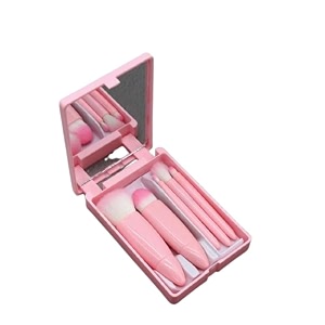 cuffs n lashes mini makeup brush set of 5  pink edition  travel-friendly face ampeye brushes  soft bristles  handmade in india  cruelty-free ampvegan