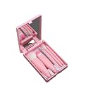 Cuffs N Lashes Mini Makeup Brush Set of 5 – Pink Edition | Travel-Friendly Face &amp;Eye Brushes | Soft Bristles | Handmade in India | Cruelty-Free &amp;Vegan