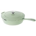 Cuisinart Chef's Classic Enameled Cast Iron Dutch Oven with Lid, Porcelain Enameled Interior, Oven Safe, Induction Compatible, 12-Inch, Chicken Fryer, Mint Green