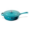 Cuisinart Chef's Classic Enameled Cast Iron Dutch Oven with Lid, Porcelain Enameled Interior, Oven Safe, Induction Compatible, 12-Inch, Chicken Fryer, Teal Gradient
