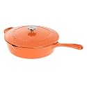 Cuisinart Chef's Classic Enameled Cast Iron Dutch Oven with Lid, Porcelain Enameled Interior, Oven Safe, Induction Compatible, 12-Inch, Chicken Fryer, Terracotta Orange