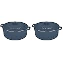 Cuisinart Chef's Classic Enameled Cast Iron Dutch Oven with Lid, Porcelain Enameled Interior, Oven Safe, Induction Compatible, Round, Provencial Blue, 7-Quart (Pack of 2)