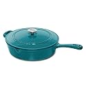 Cuisinart Chef's Classic Enameled Cast Iron Dutch Oven with Lid, Porcelain Enameled Interior, Oven Safe, Induction Compatible, 12-Inch, Chicken Fryer, Teal