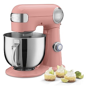cuisinart sm-50co precision master 55-quart 12-speed stand mixer with mixing bowl chef39s whisk flat mixing paddle dough hook and splash guard with pour spout blushing coral