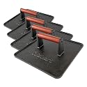 Cuisinart XL Cast Iron Grill Press, 10" x 10" Heavy-Duty Nonstick Smash Burger Steak Press with Wooden Handle, Perfect Grill Accessory Ideal for Grilling, Paninis, and BBQs (Pack of 4)