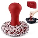 Cuisinel Cast Iron Chainmail Scrubber + Pan Scraper - The Patented Original Ergonomic Stainless &amp; Silicone Pot &amp; Skillet Cleaner - Premium Food-Safe Design - Easy Clean Dishwasher Safe Cookware Sponge