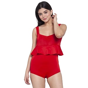 cukoo padded solid red single piece swimwearswimsuit