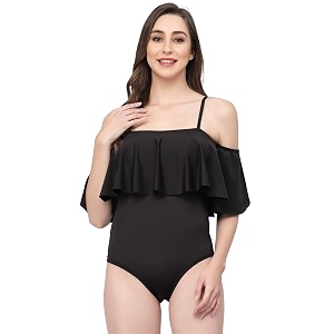 cukoo padded black-frill swimwear