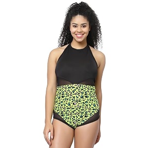 cukoo padded leopard printed swimsuit black