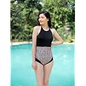 CUKOO Padded Leopard Printed Swimsuit Black