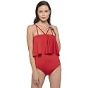 CUKOO Padded Solid Red Single Piece Swimwear/Swimsuit