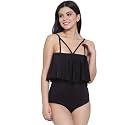 CUKOO Padded Solid Black Single Piece Swimwear/Swimsuit