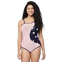 CUKOO Padded Blue Striped Printed Swimsuit
