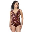 CUKOO Padded Maroon Floral Criss Cross Back Swimsuit