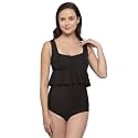 CUKOO Padded Solid Single Piece Swimwear/Swimsuit Black