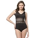CUKOO Padded Solid Black Single Piece Swimsuit
