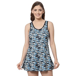 cukoo padded blue abstract printed swimwear