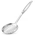 Culinex 18/8 Stainless Steel 13.9" Slotted Skimmer with Hollow Handle for Kitchen, Deep Frying, Straining | Rustproof Oil Strainer, Jhara, Dishwasher Safe Kitchen Tools by thinKitchen