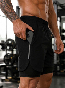 culish color block men black sports shorts