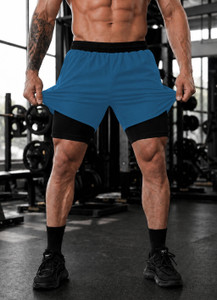 culish color block men blue sports shorts