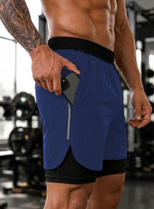 culish color block men dark blue sports shorts
