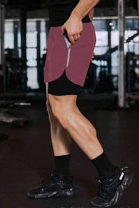 culish color block men maroon black sports shorts