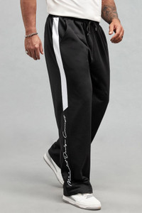 CULISH Striped Men Black Track Pants