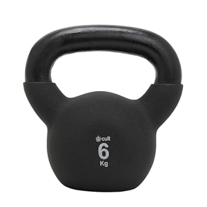 cult 6kg neoprene anti-slip grip kettlebell for home workout - black