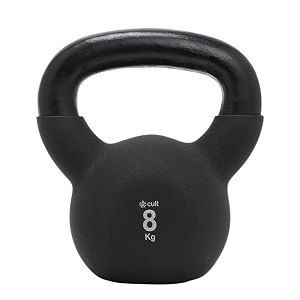 cult 8kg neoprene anti-slip grip kettlebell for home workout - black
