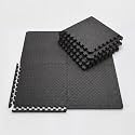 Cult EVA Foam Interlocking Gym Floor Mats Set of 4 | Thick Anti-Skid Workout Tiles | Shock-Absorbing Protective Flooring for Home Gym, Exercise & Equipment | Water-Resistant, Easy to Assemble, Black