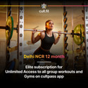 cult.fit cultpass Elite Delhi & NCR - Access to all group classes and gyms in Delhi & NCR (12 Months)